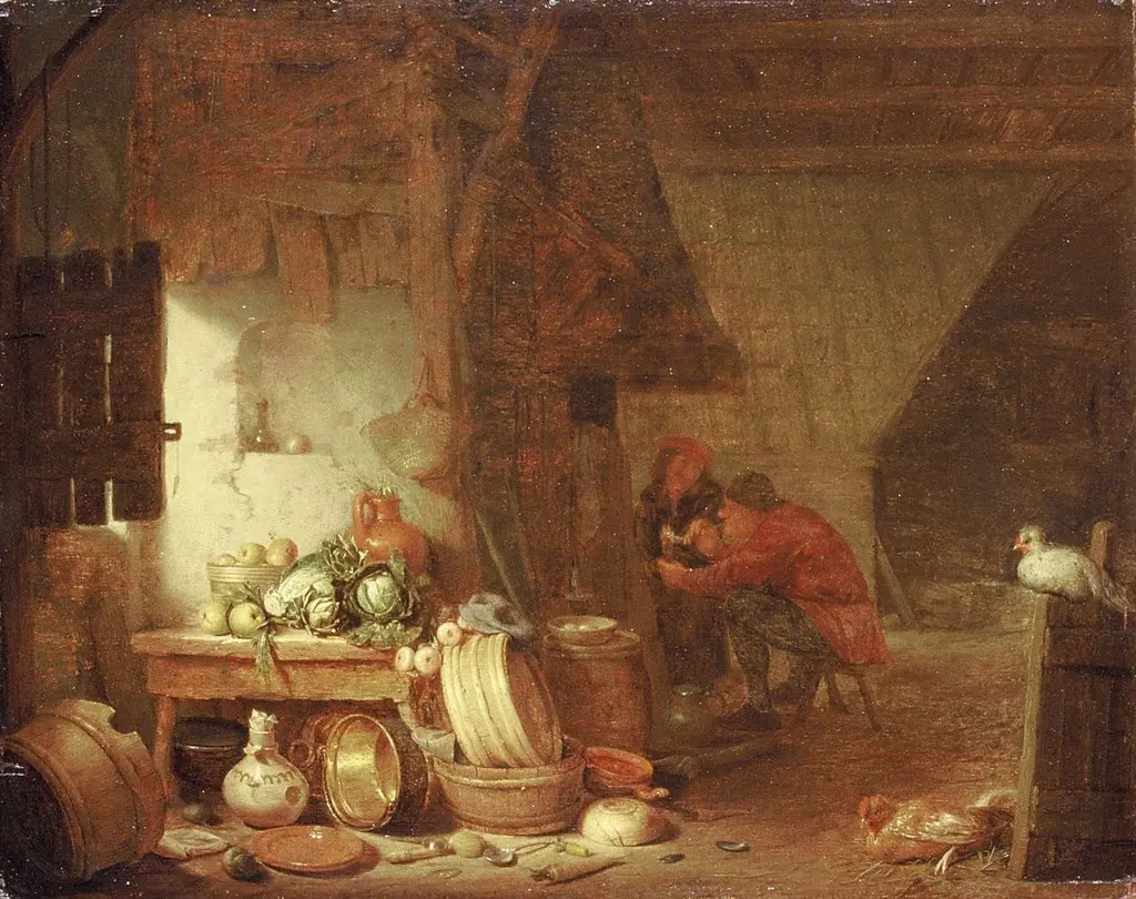 Interior of Peasant's Kitchen, by Hendrik Martenszoon Sorgh, unspecified, 1650