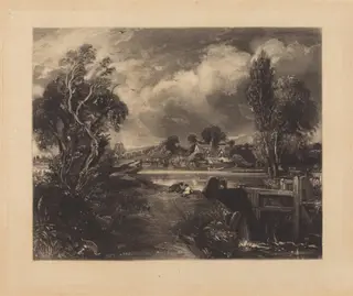 A Lock on the Stour, by David Lucas, ink, 1830