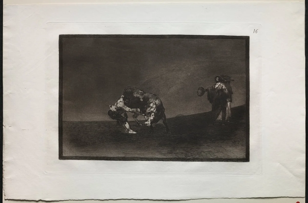 Bullfights: The Same Man Throws a Bull in the Ring at Madrid, detail