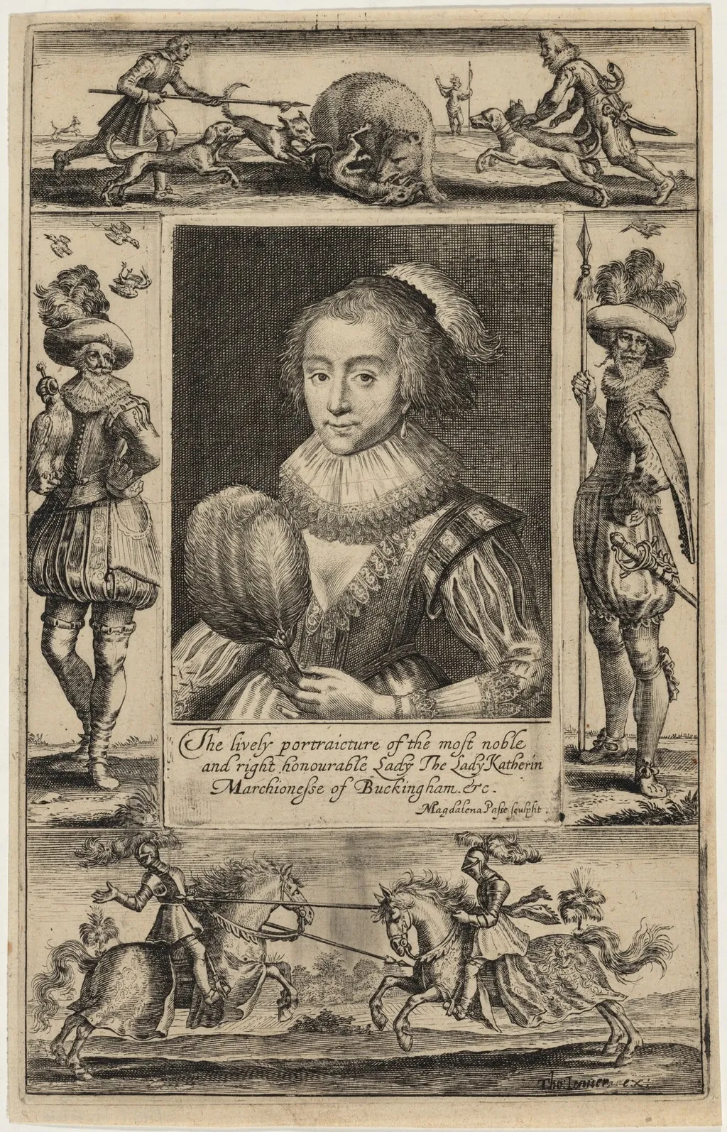 Catherine Manners, Duchess of Buckingham, by Magdalena van de Passe, ink, 1620
