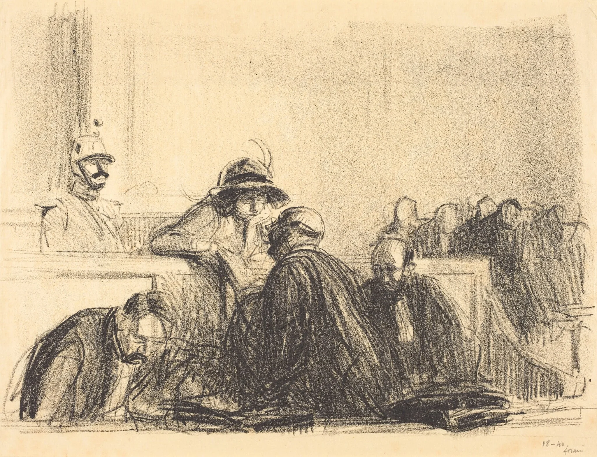 Avocat parlant à sa cliente (Lawyer Talking to His Client), detail