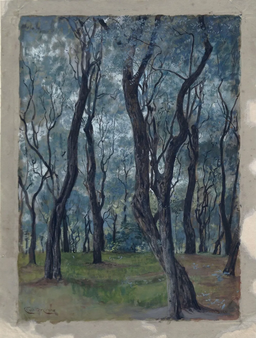 Trees near Sorrento, Bay of Naples, by Walter RWS Crane, watercolor, 1872