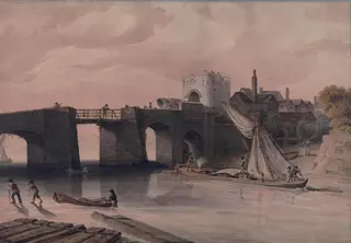 West Gate and bridge, Gloucester., by James Robert Thompson, watercolor, 1808