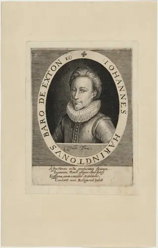 John Harington, Second Baron of Exton, by Magdalena van de Passe, ink, 1620