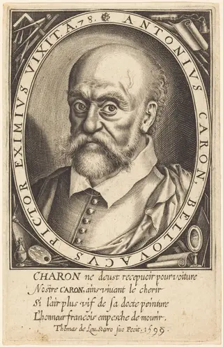 Antoine Caron, by Thomas de Leu, ink, 1599