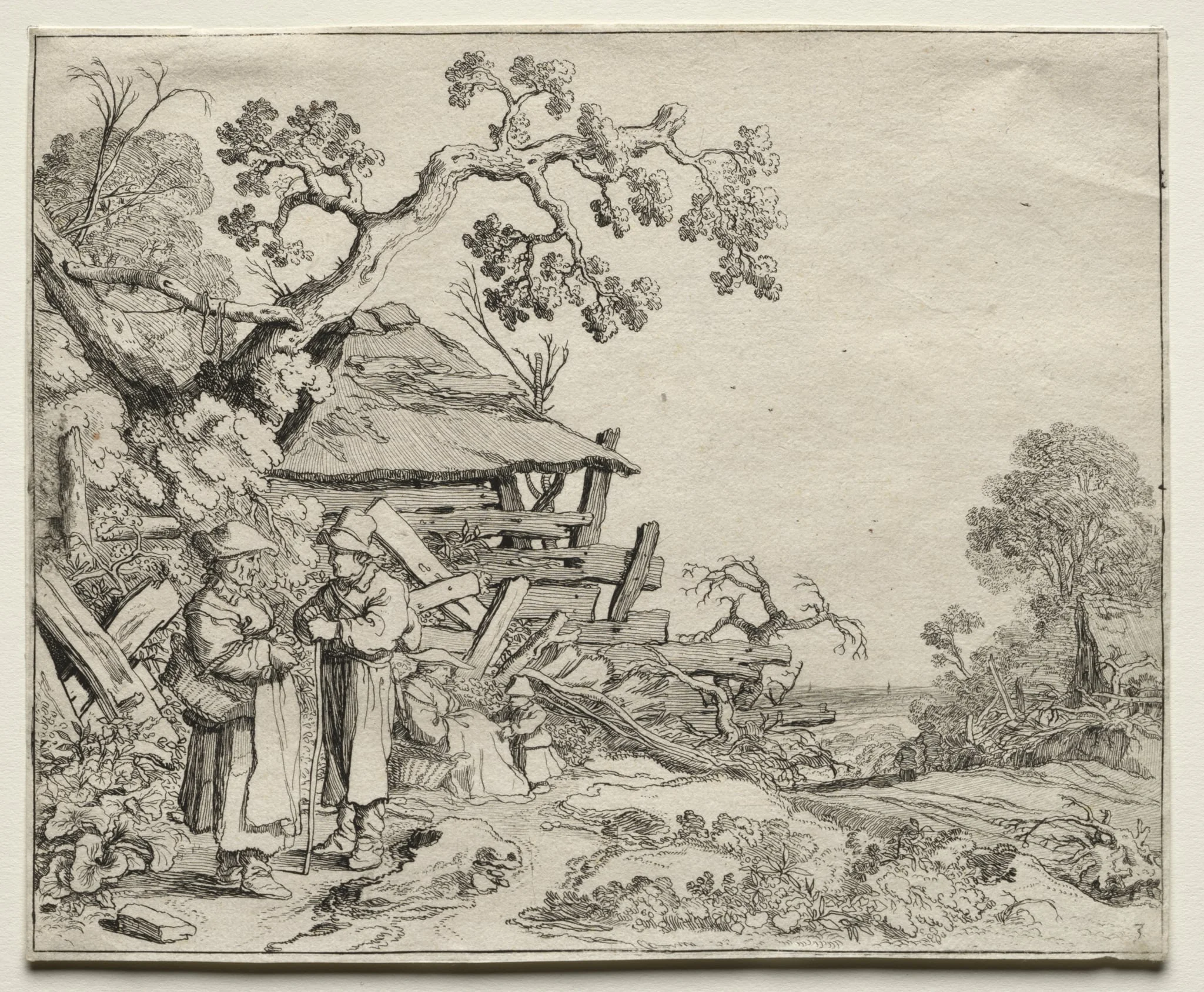 Landscape with Two Peasants Conversing, detail