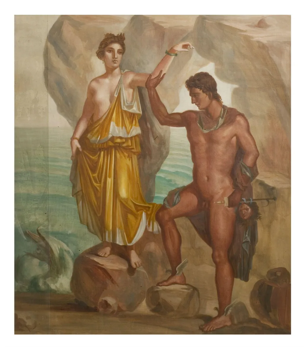 Perseus rescuing Andromeda from the sea monster, by John Henry Middleton, paint, 1846
