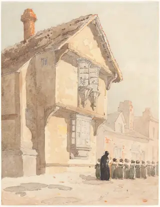 The School Walk, by David Cox, graphite, 1821