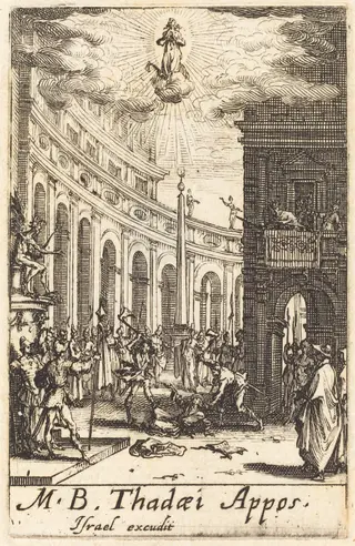 The Martyrdom of Saint Thaddeus, by Jacques Callot, ink, 1634