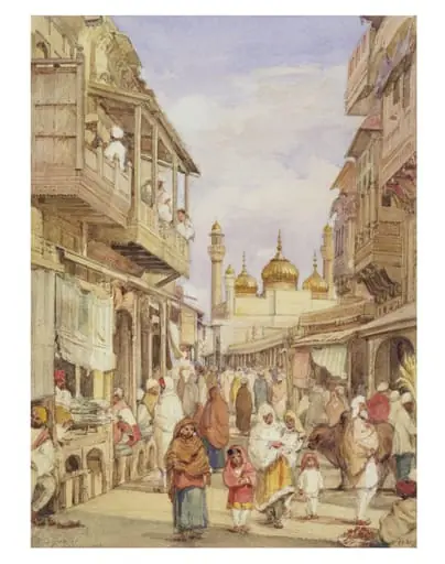 Street scene in Lahore, by William Carpenter, paint, 1856