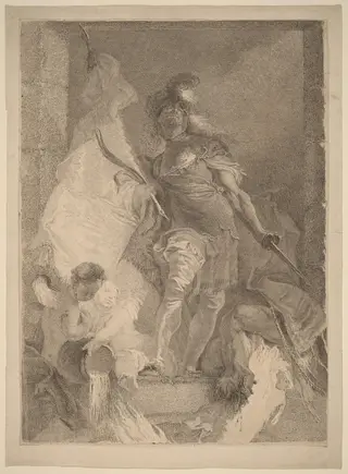 Saint Florian, by Johann Beheim, ink, 1765