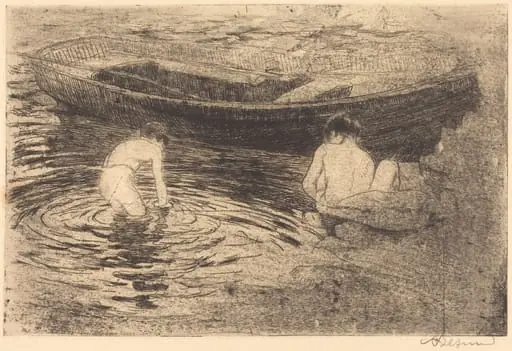Bathing at Talloires (La baignade à Talloires), by Paul-Albert Besnard, ink, 1888