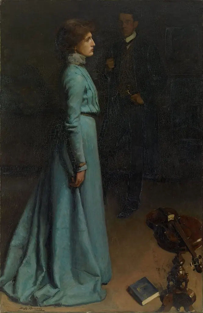The lady in blue (Mr and Mrs J ..., by Hugh Ramsay, oil, 1902