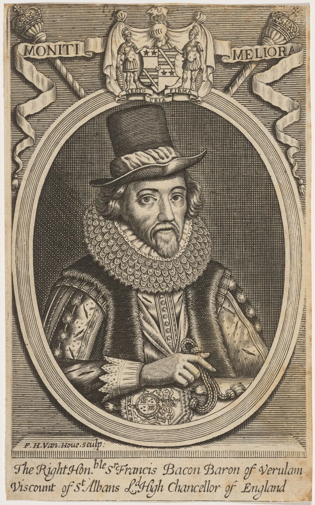 Francis Bacon, by Frederik Hendrik van den Hove, ink, 1663