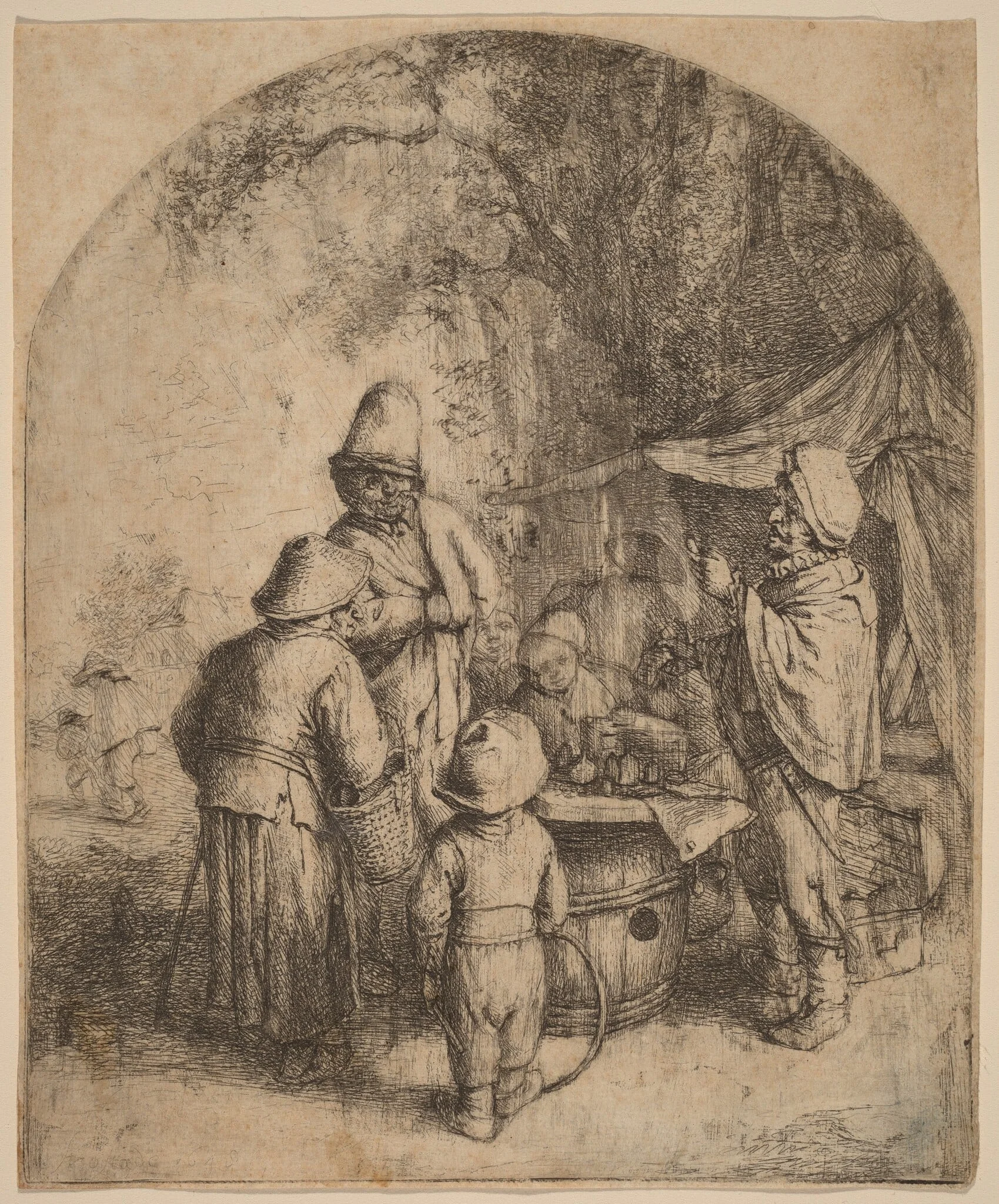 Quack Doctor Presenting his Potions to a Group of Bystanders, detail