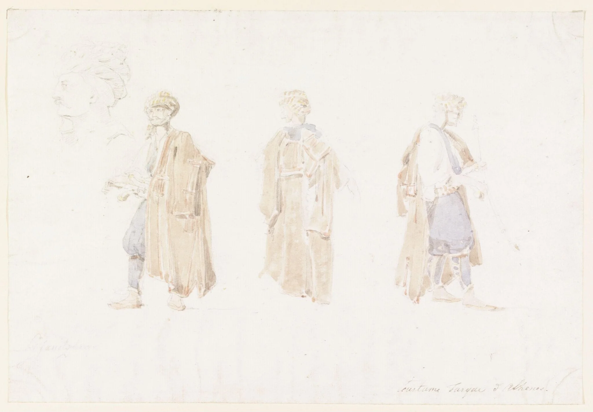 Studies of a man in Albanian dress, detail