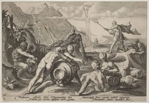 Neptune Plotting the Destruction of Man, by Hendrik Goltzius, ink, 1589