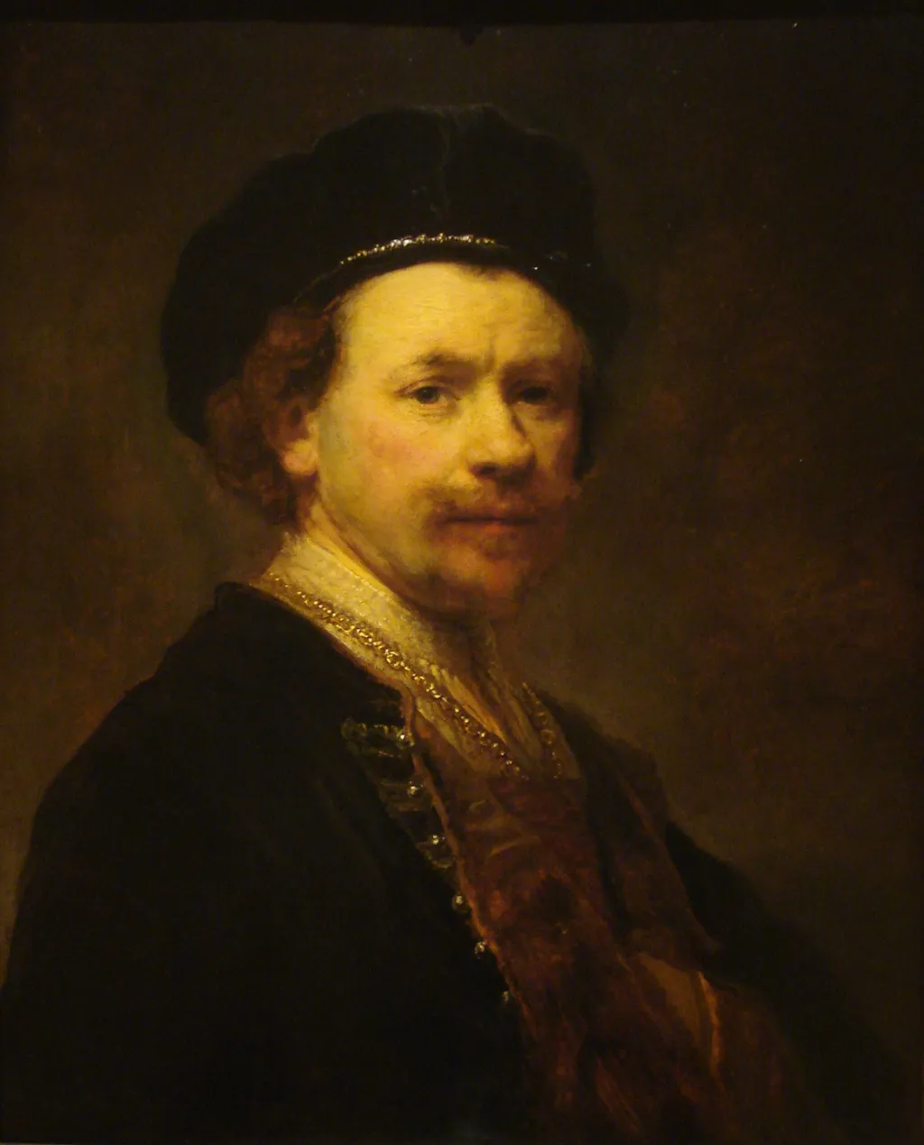 Self-portrait wearing a beret, by Rembrandt, oil, 1640