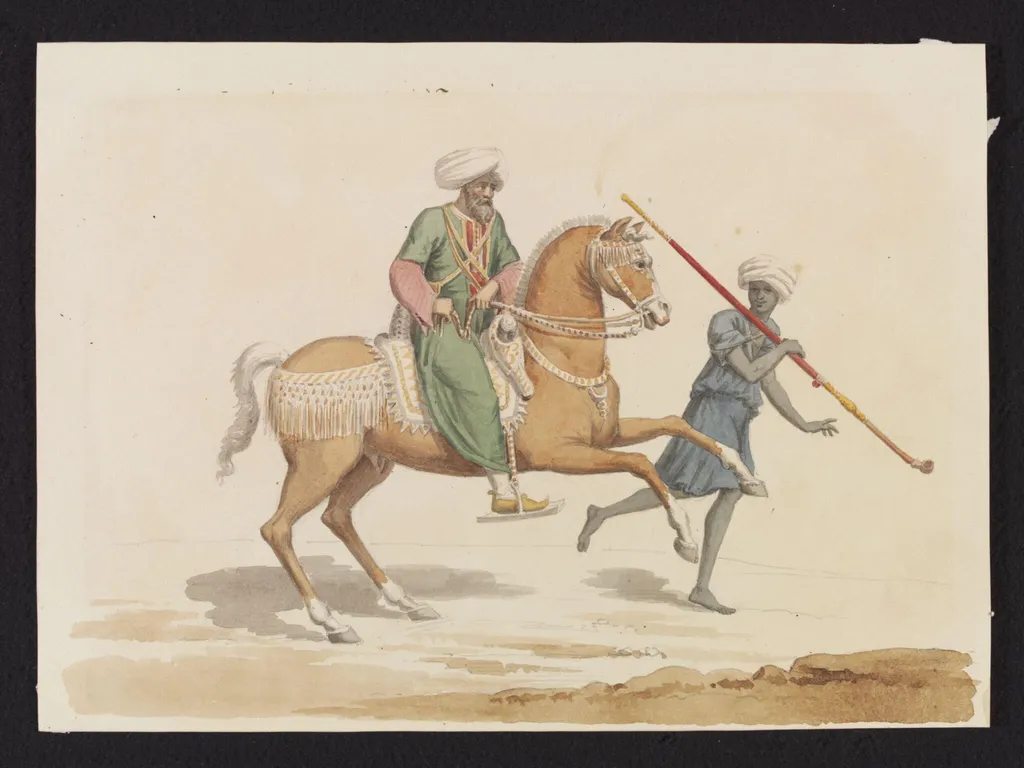A Mounted Mamluk with his Sais [Groom], by S. Bossi, watercolor, 1820