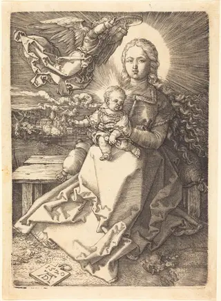 The Virgin and Child Crowned by One Angel, by Albrecht Dürer, ink, 1520