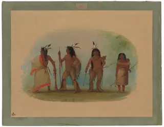 Four Apachee Indians, by George Catlin, oil, 1862