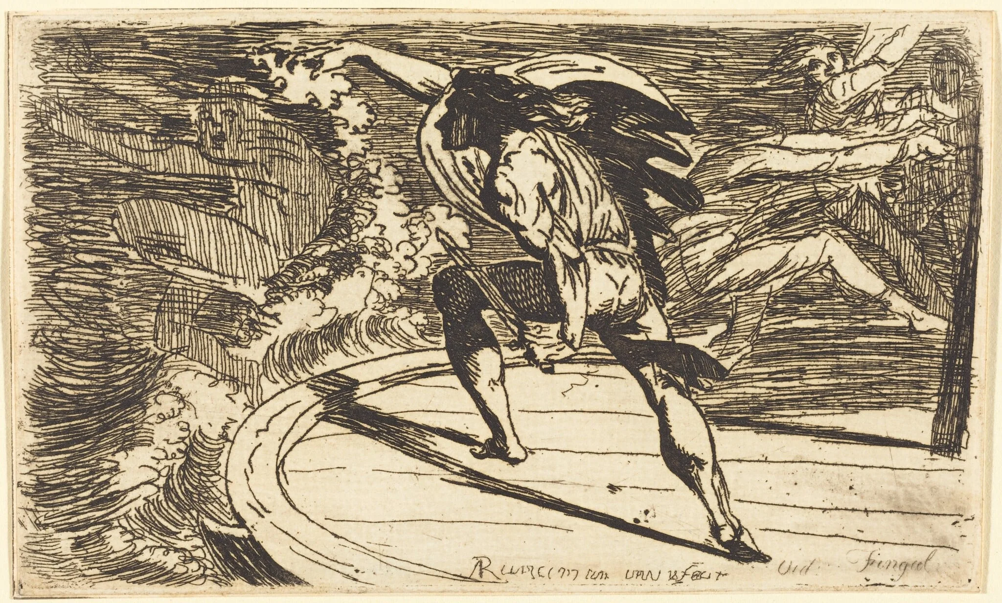 Cormar Attacking the Spirit of the Waters (Ossian, Fingal, Book III), detail
