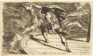 Cormar Attacking the Spirit of the Waters (Ossian, Fingal, Book III), by Alexander Runciman, ink, 1774
