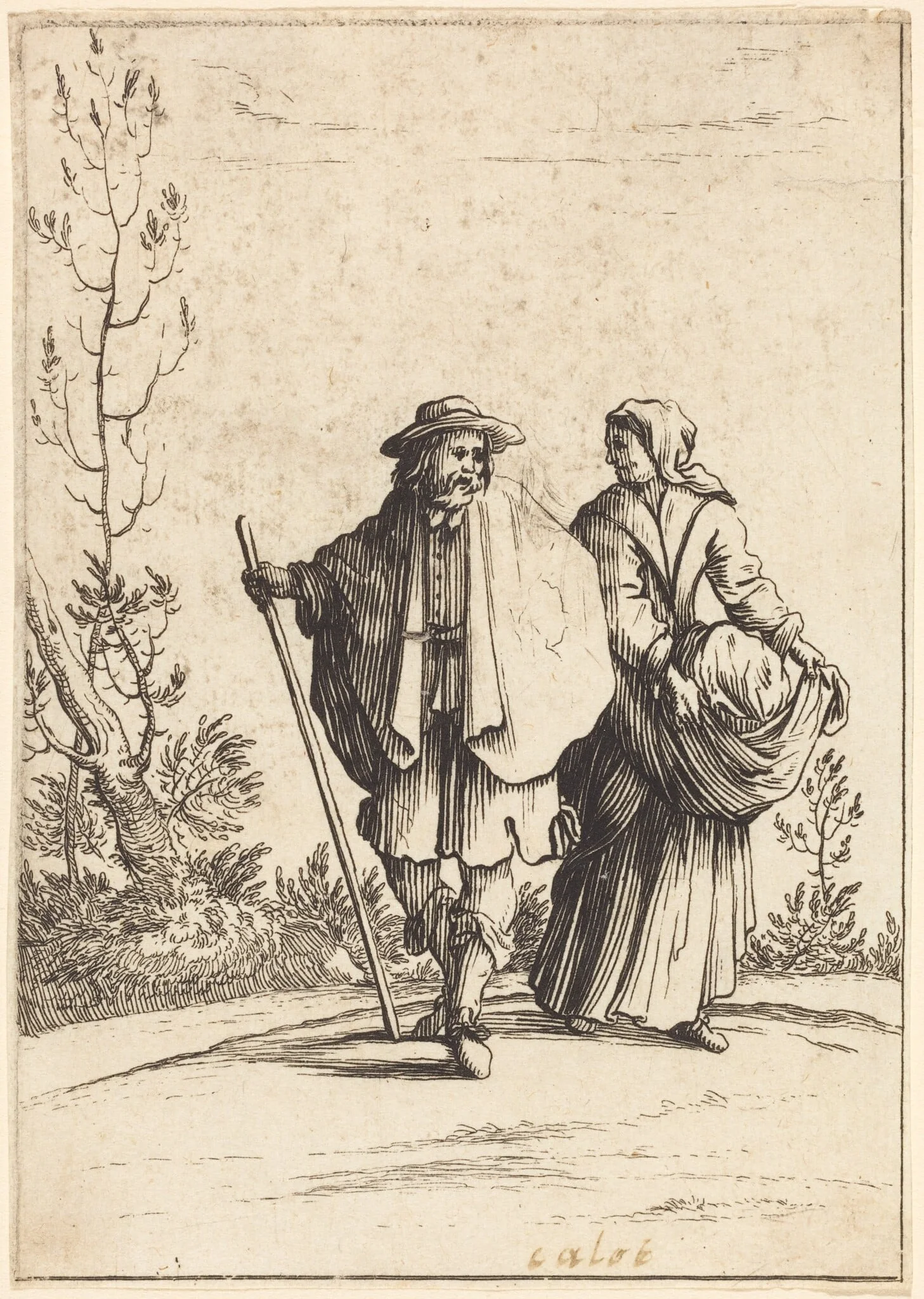 Beggar Couple, with Landscape in Background, detail