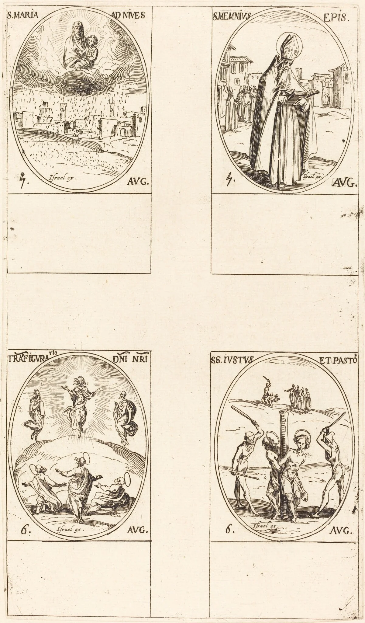 St. Mary of Snow; St. Memmius, Bishop; The Transfiguration; Sts. Justus and Pastor, detail