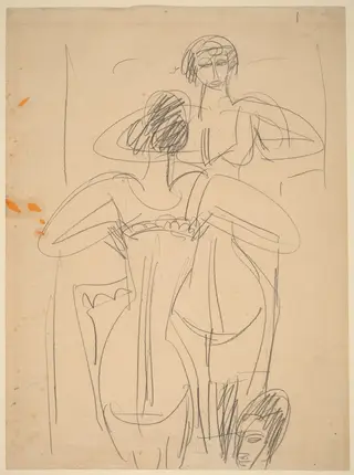 Girl Before a Mirror, by Ernst Ludwig Kirchner, graphite, 1912