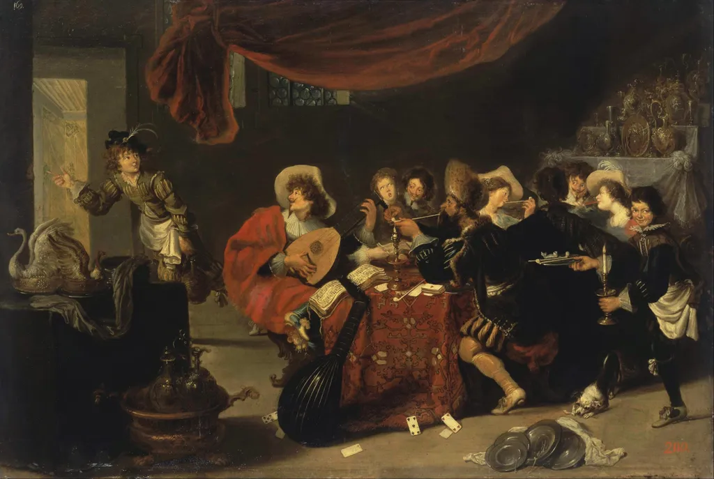 Merry Company, by Simon de Vos, oil, 1631