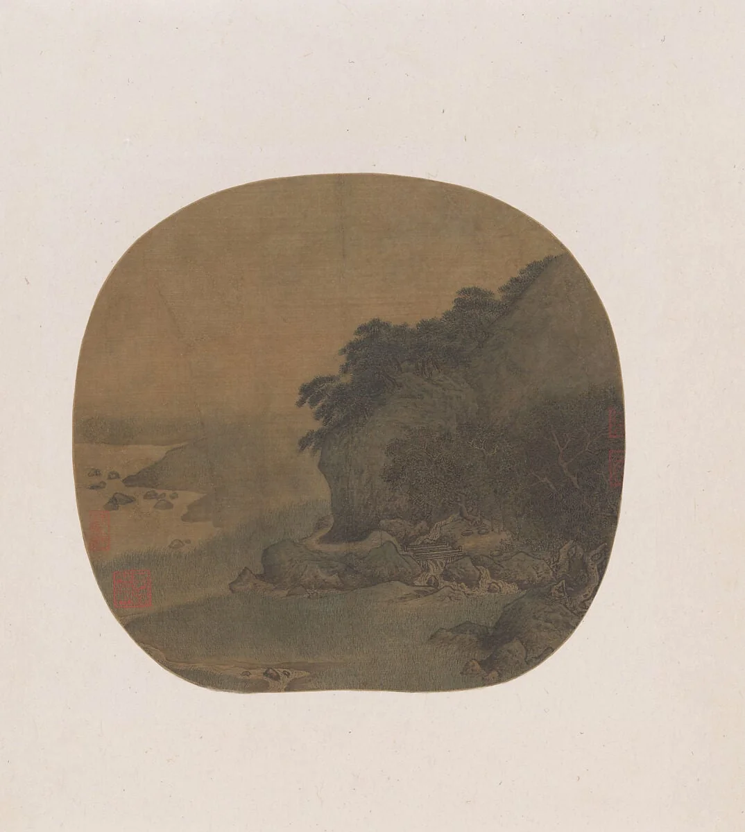 南宋 傳閻次于 松壑隱棲圖 團扇|Hermitage by a pine-covered bluff, detail