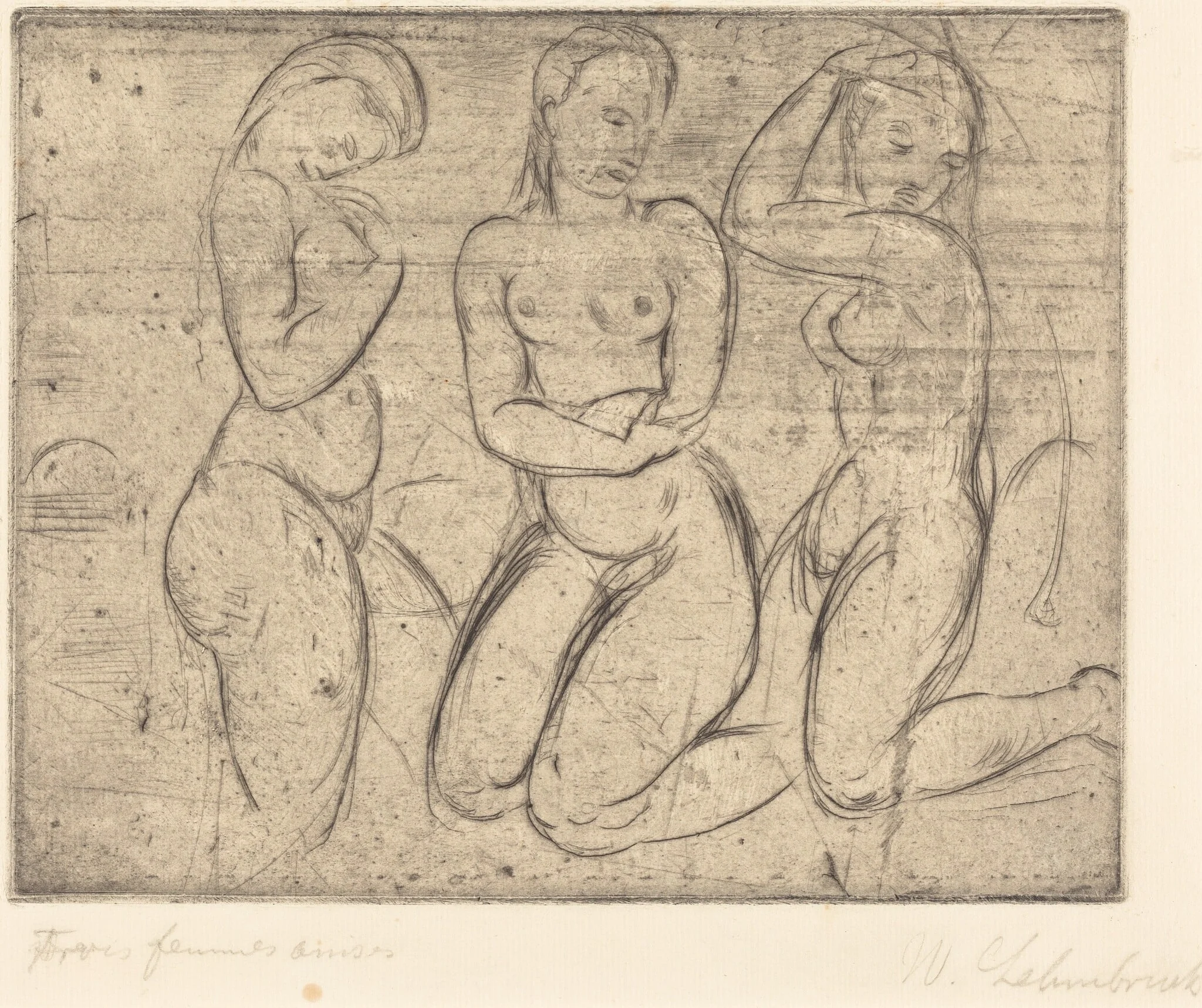 Three Kneeling Women (Drei Frauen knied), detail