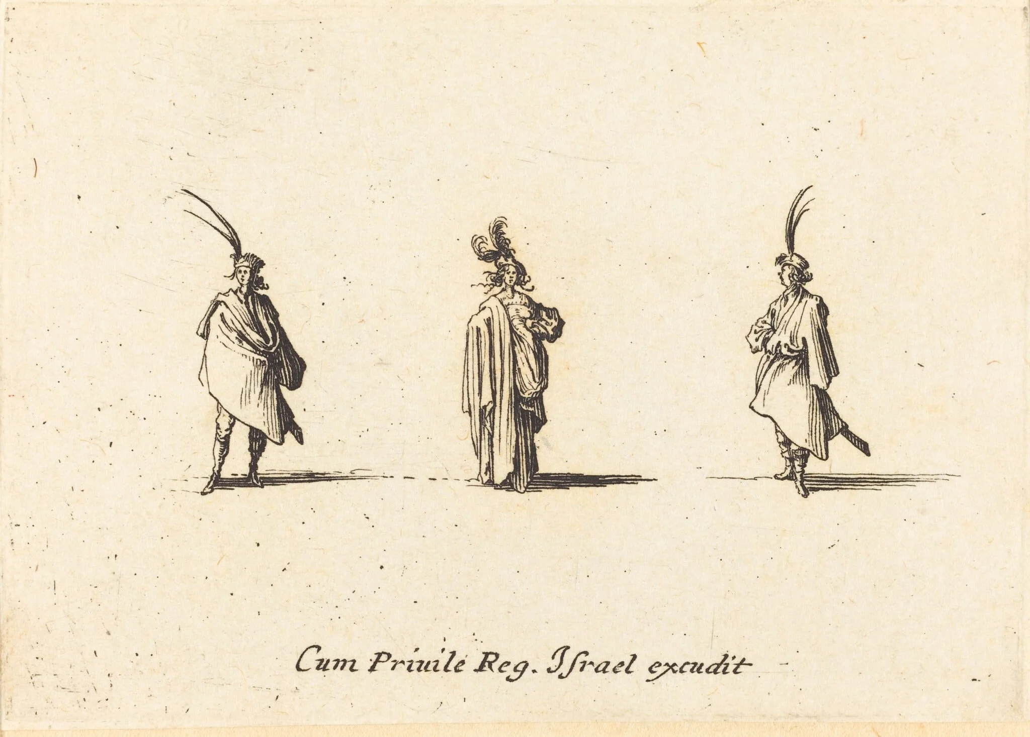 Lady in Long Cloak, and Two Gentlemen, detail