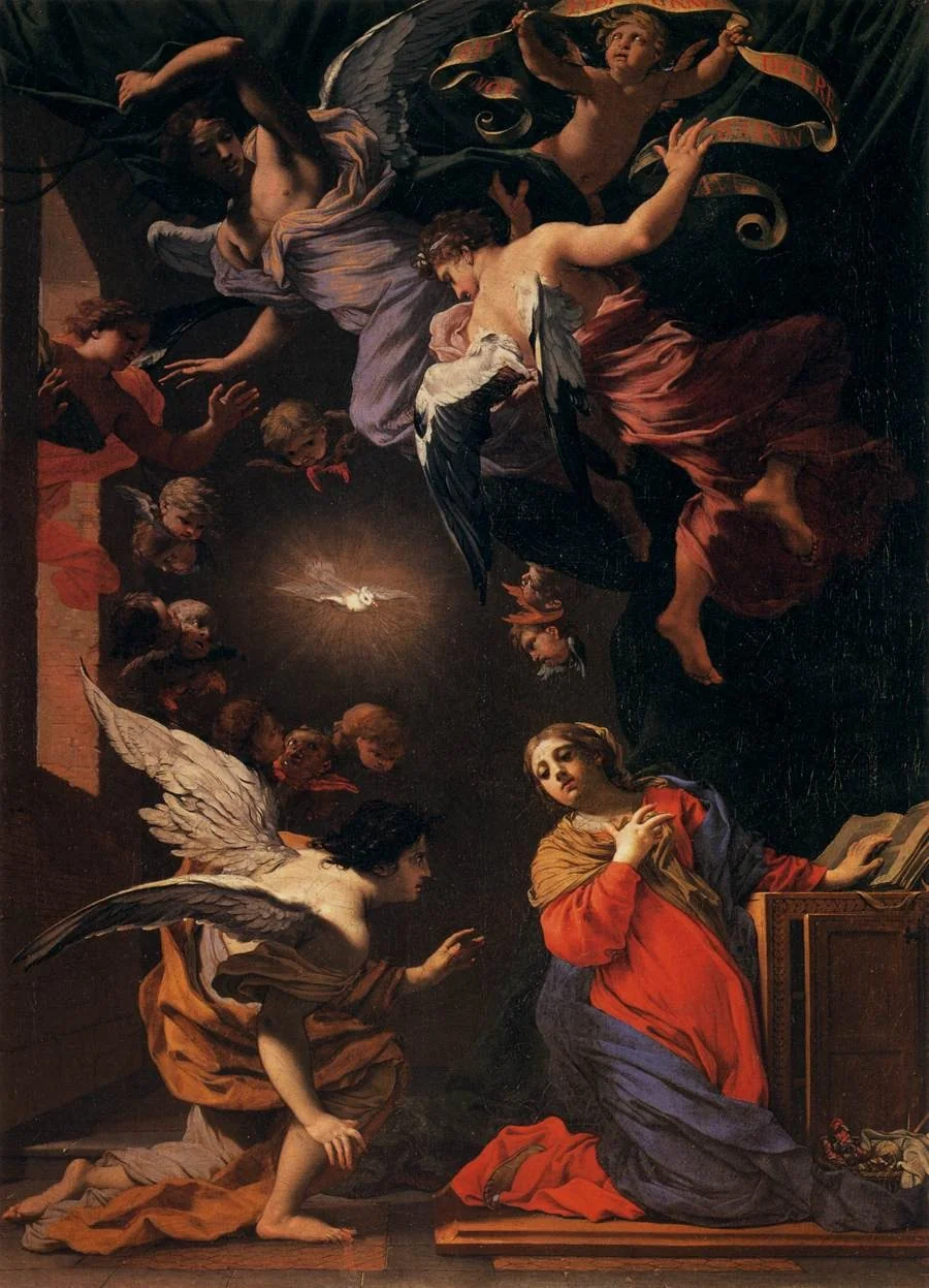 L'annonciation avec des anges, detail