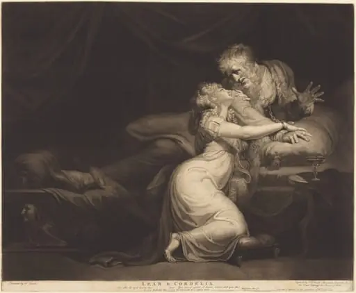 Lear and Cordelia, by John Raphael Smith, ink, 1784