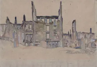 Cambrai, January 1919, by William Rothenstein, watercolor, 1919