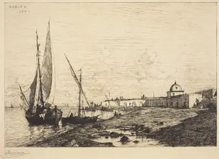 Port of San Remo, by Adolphe Appian, ink, 1878