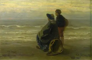 Mother and Child on a Seashore, by Jozef Israëls, unspecified, 1896