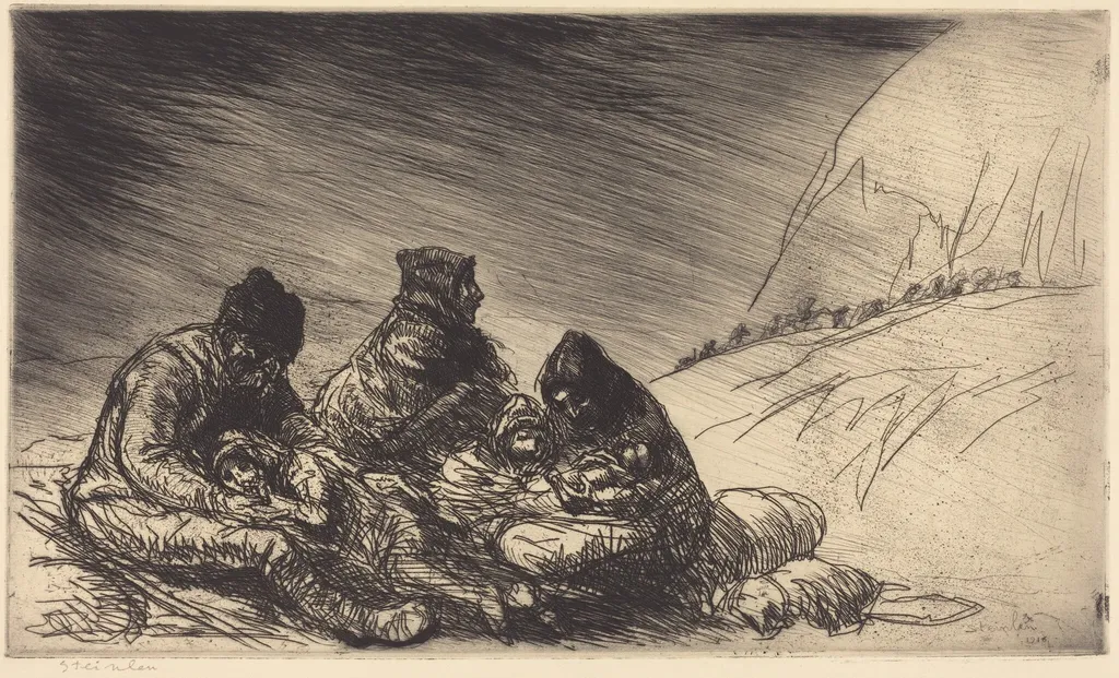 Exodus (L'exode), by Théophile Alexandre Steinlen, ink, 1916