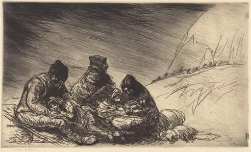 Exodus (L'exode), by Théophile Alexandre Steinlen, ink, 1916