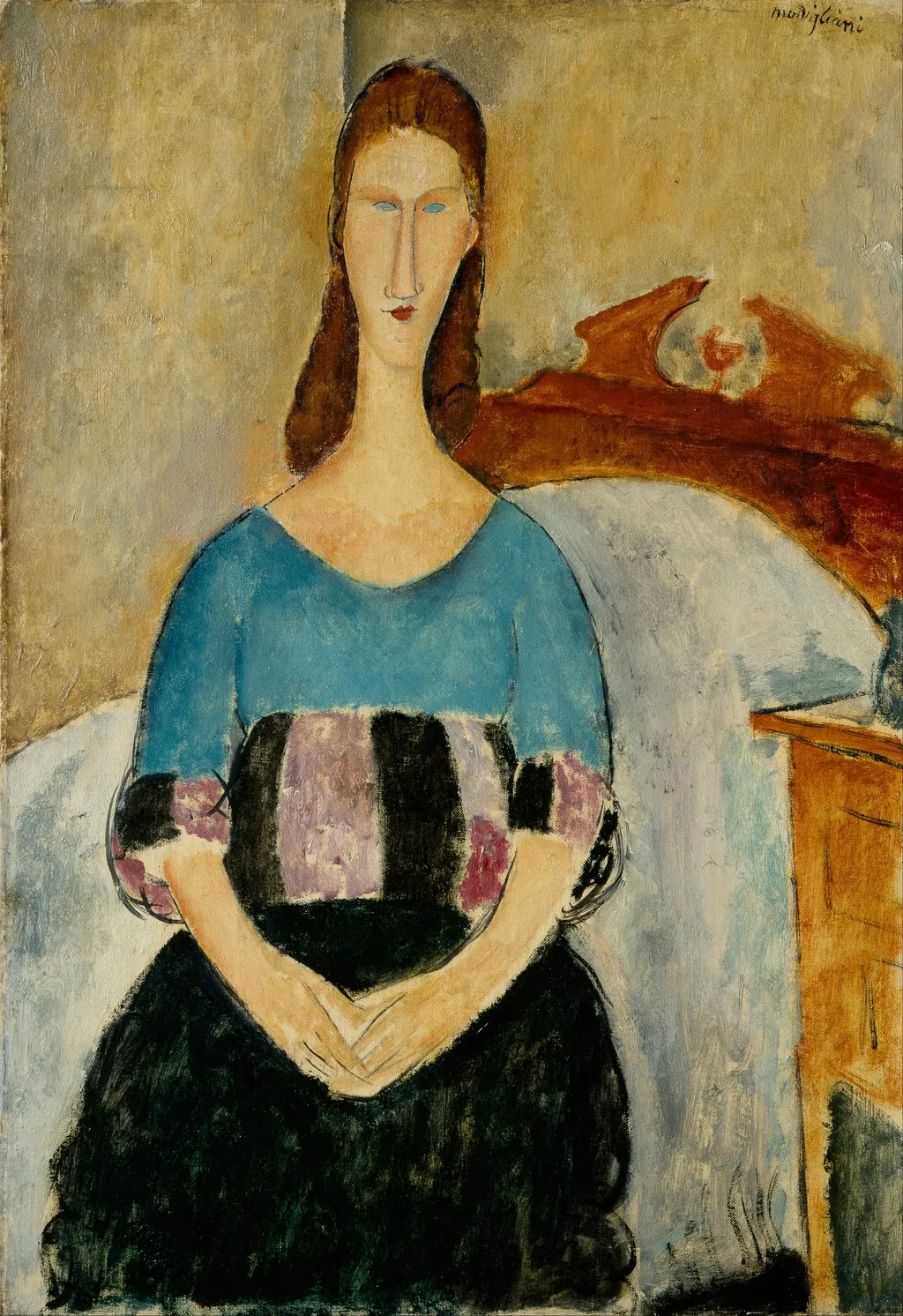 Portrait of Jeanne Hebuterne, Seated, 1918, by Amedeo Modigliani, oil, 1918
