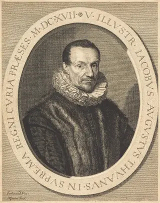 Jacques Auguste de Thou, by Jean Morin, ink, 1625