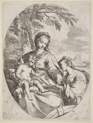 The Mystic Marriage of Saint Catherine, by Carlo Maratta, ink, 1669