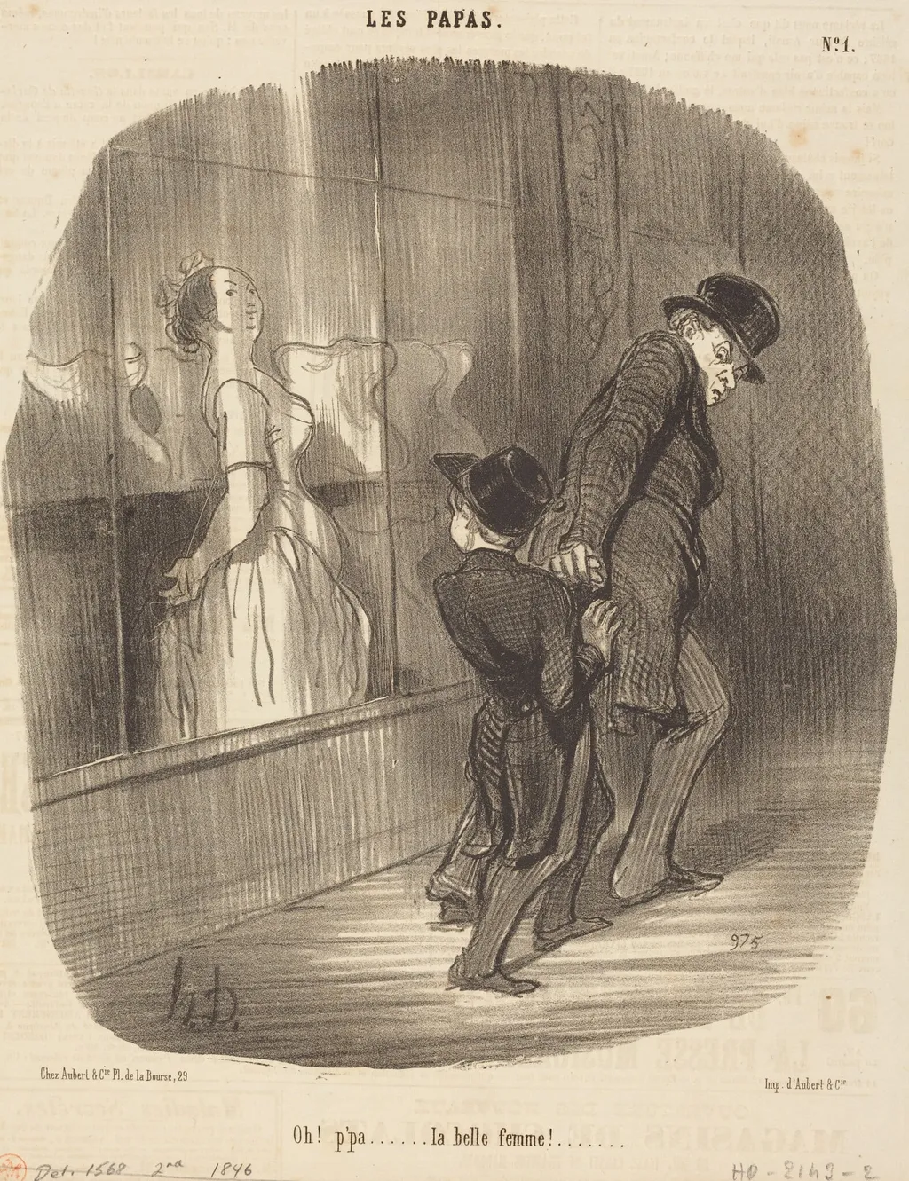 Oh! p'pa... la belle femme!, by Honoré Daumier, ink, 1846