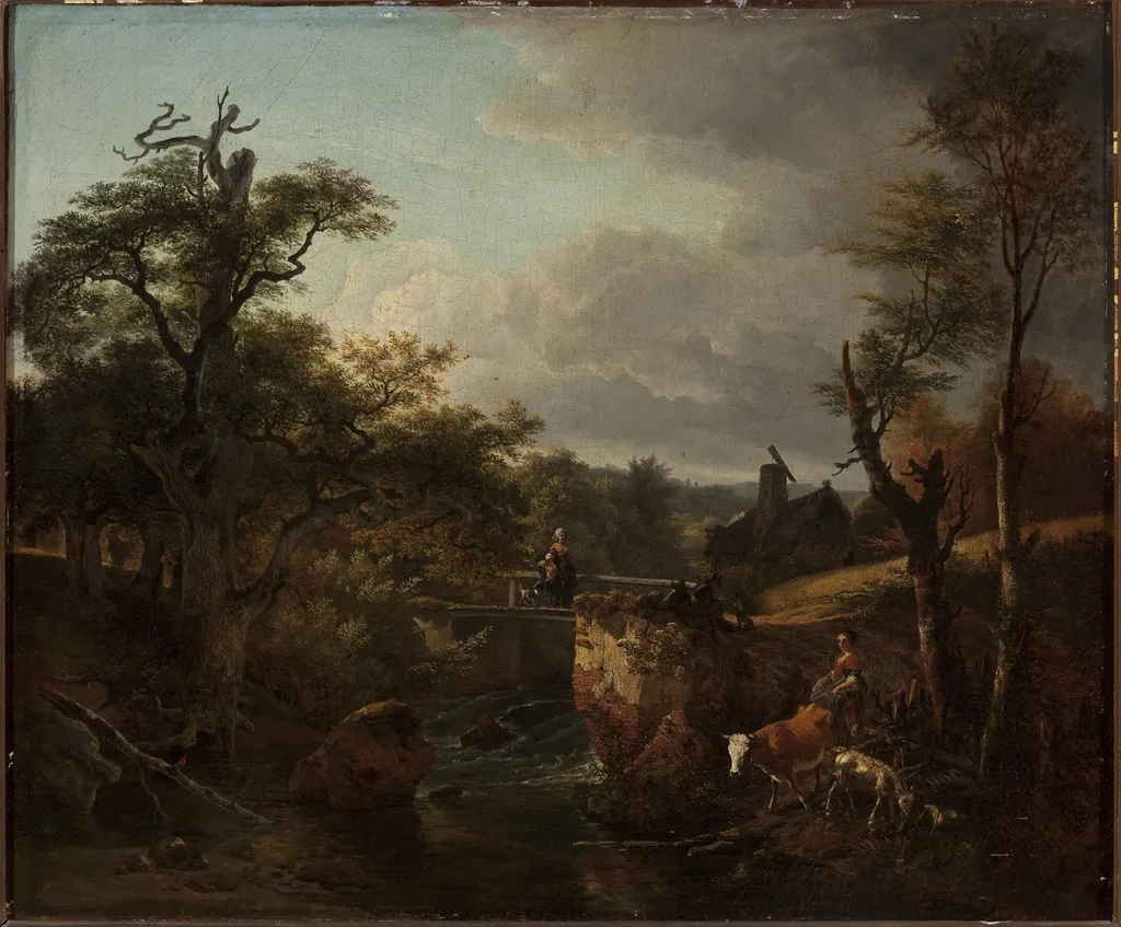 Landscape with a waterfall, by Jean-Louis de Marne, oil, 1815