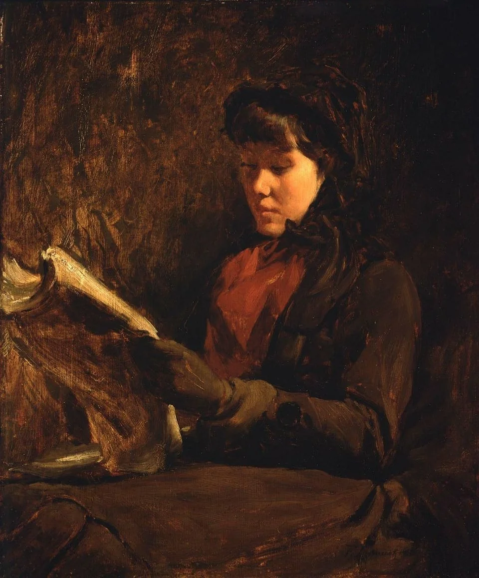 A Girl Reading, detail