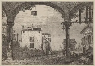 The Portico with the Lantern, by Canaletto, ink, 1740