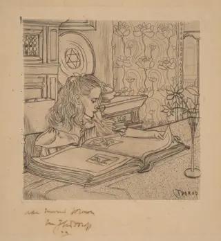 Charley Looking at an Album of Prints, by Jan Toorop, ink, 1898