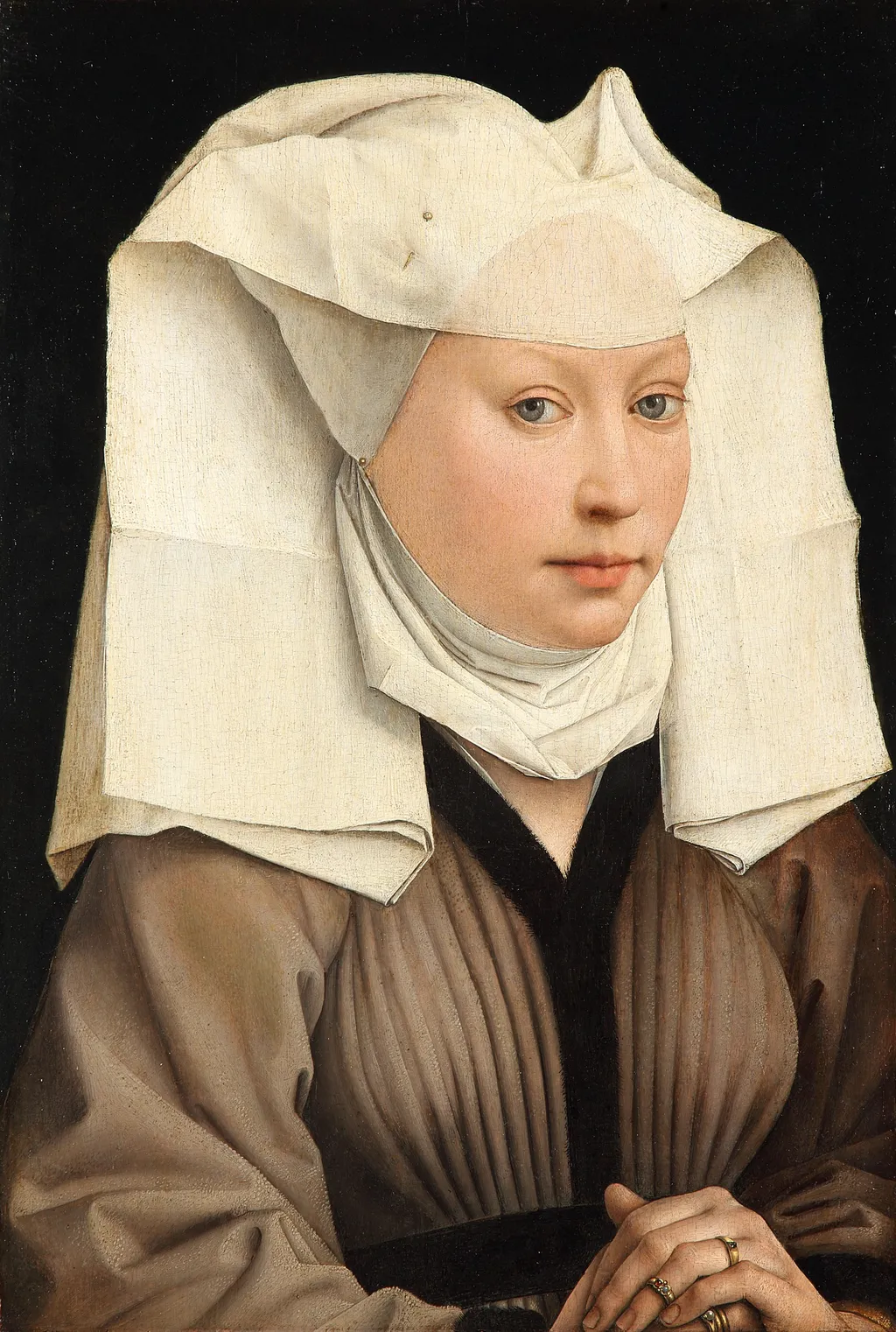 Portrait of a Young woman with a Winged Bonnet, by Rogier van der Weyden, oil, 1440